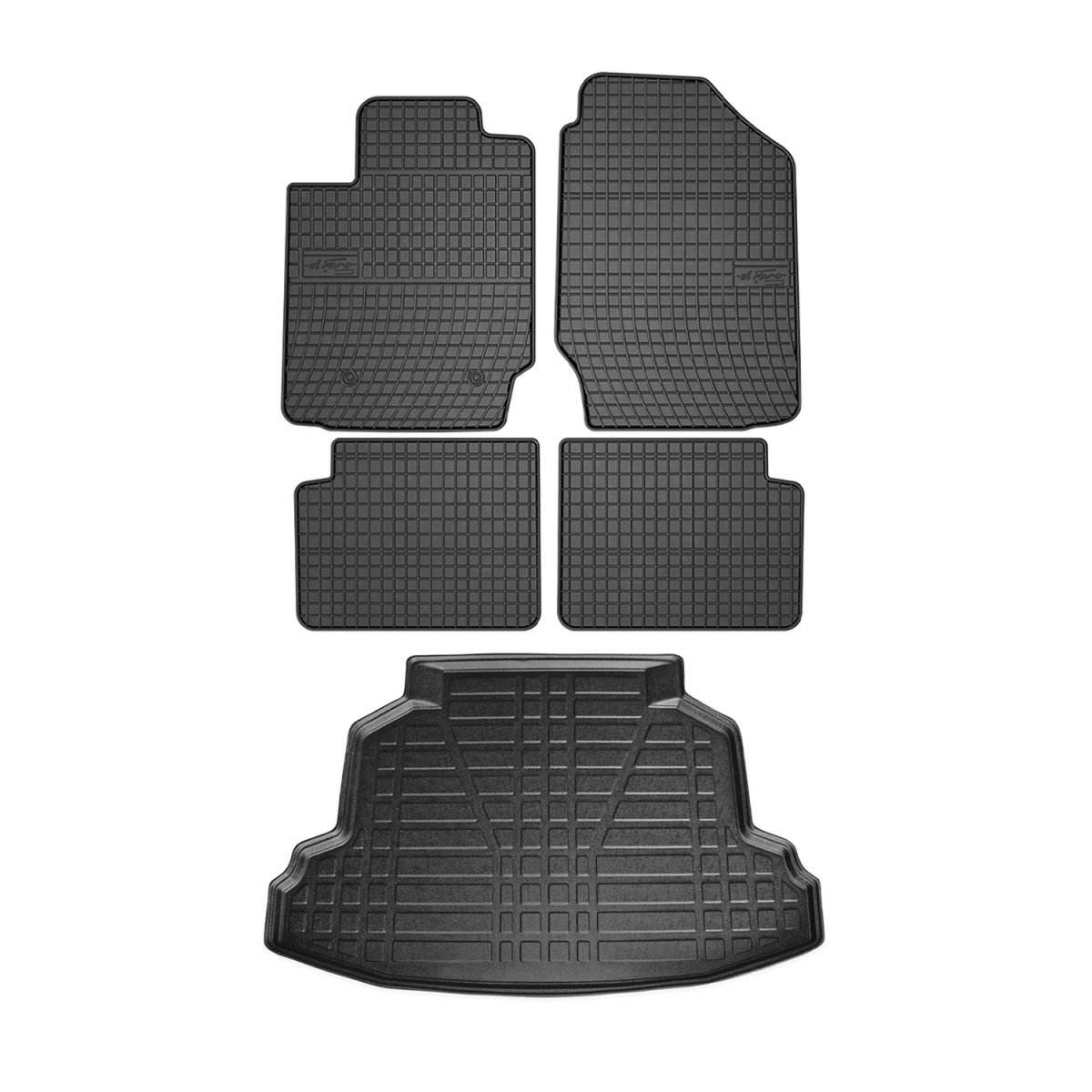 Toyota Corolla E120 Floor-Trunk Mats - Omac - El-Toro & YPS - Black - '03-'08